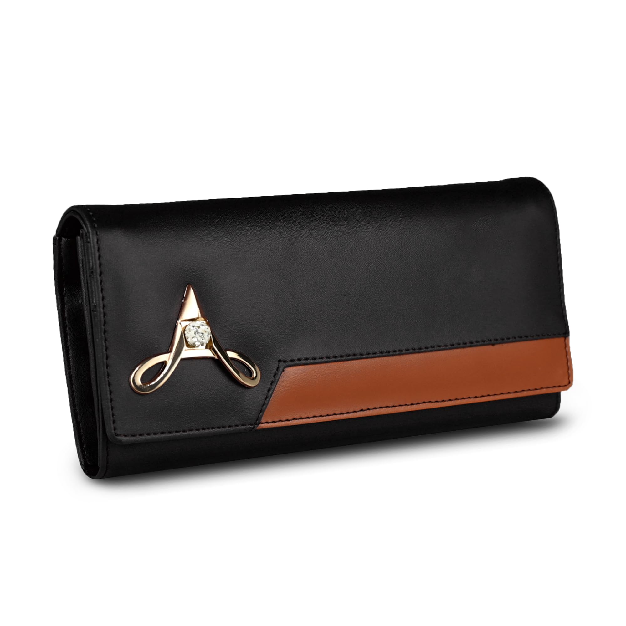 ALSU Women's Brown Hand Wallet Clutch Purse | 6 Card Pocket_arf-005br… (Black)