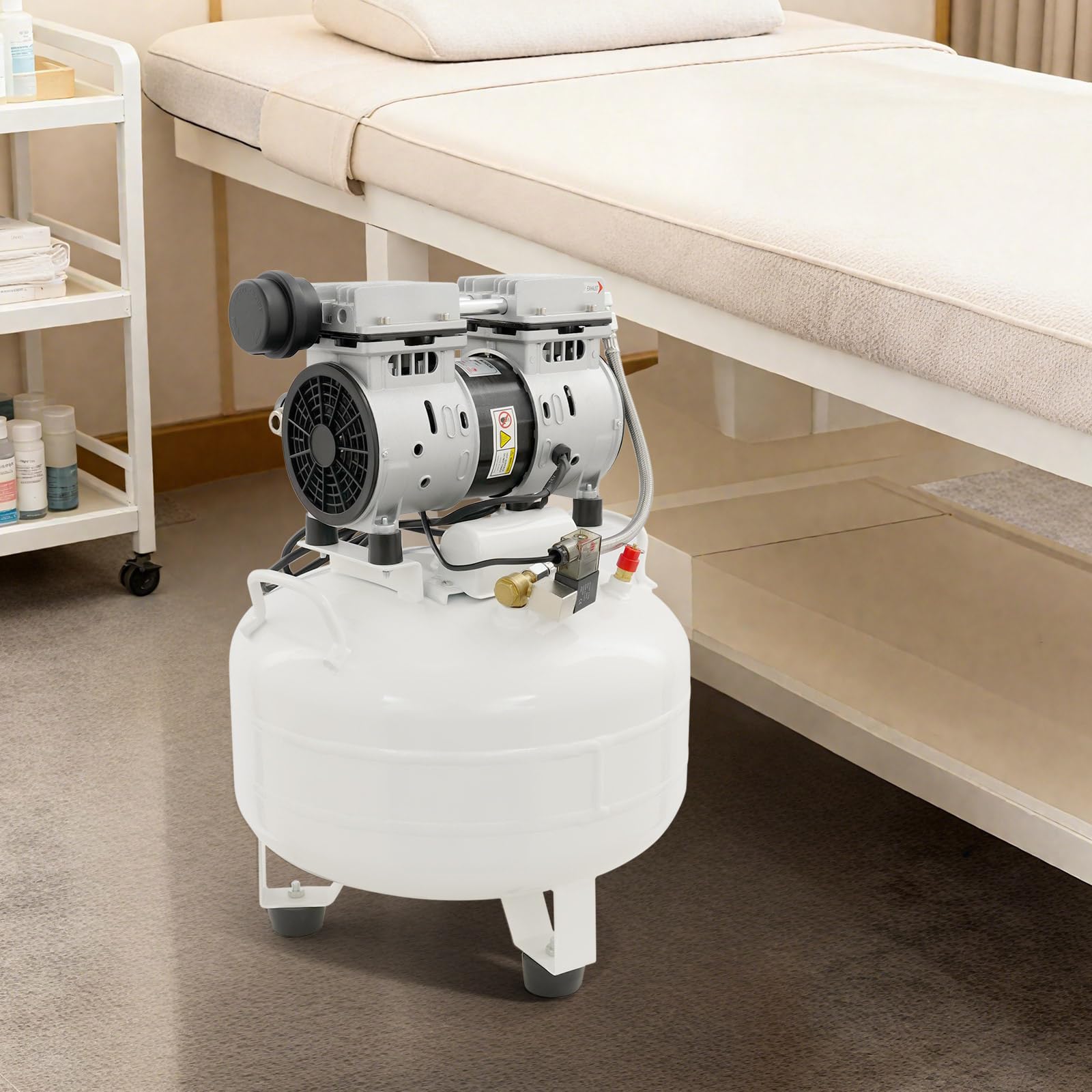 Flüsterkompressor 65dB leise ölfrei Druckluft Kompressor 8 Bar 30L Kessel mit Druckminderer & Wasserabscheider, für Hausreparaturen, Reinigung, Lackierung, & Zahnmedizin