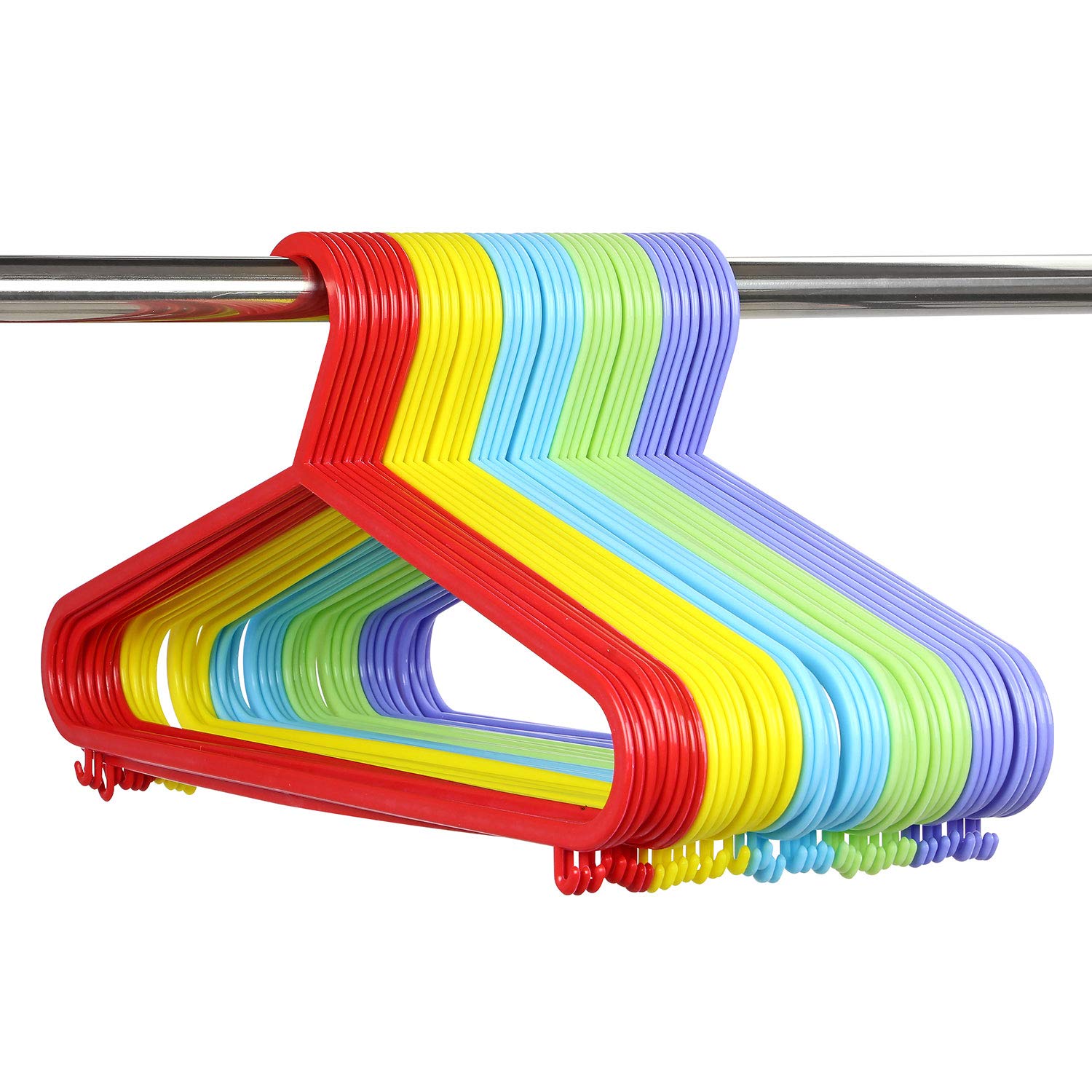 Taylor & Brown® 80 x Multi Coloured Strong Plastic Clothes Hanger Garment Coat Dress Skirt Adult Size Hangers with Suit Trouser Bar & Lips