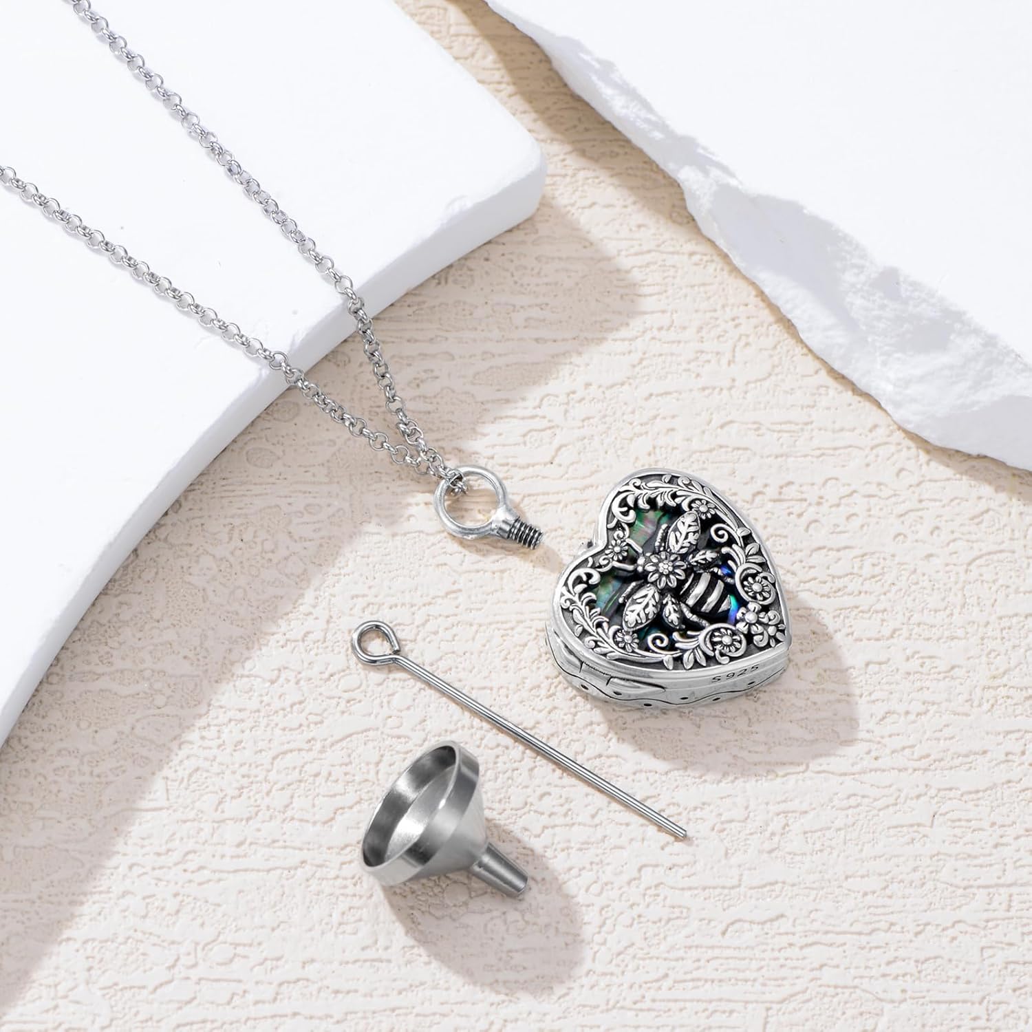 Personalized Heart Urn Locket Necklace for Ashes and Pictures 925 Sterling Silver Customized Locket Cremation Necklace for Ashes Memorial Keepsake Jewelry for Women - Image 4