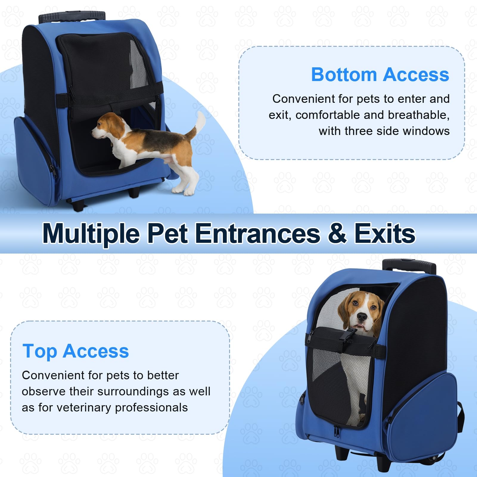 Mochila con ruedas para mascotas, mochila de viaje para mascotas con ruedas dobles y asa telescópica, transportador de mascotas con ruedas, transportador de viaje para mascotas para gatos