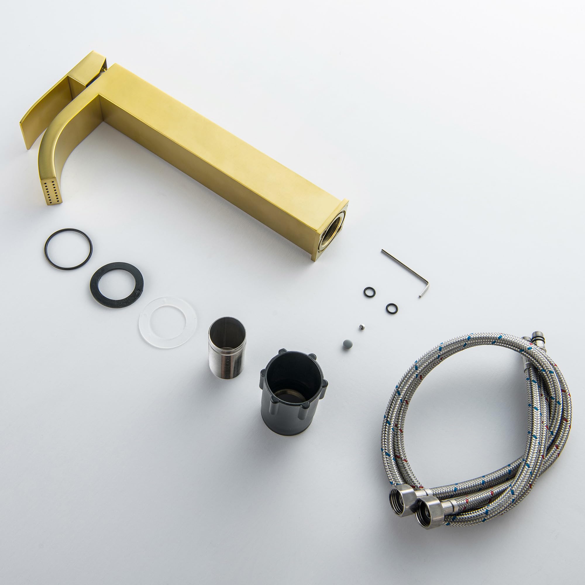 Rubinetto Bagno Alto, Oro Spazzolato Rubinetto Lavabo Alto Rubinetto Bagno Rubinetto Miscelatore Miscelatore monocomando Bagno Rubinetto Acqua Fredda e Calda Disponibile
