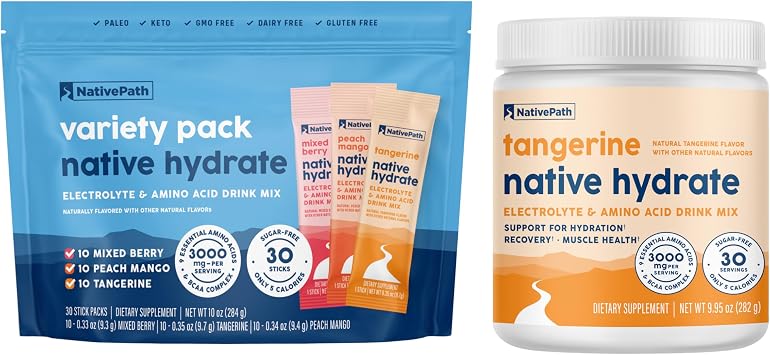 NativePath Hydrate Variety Stick Packs and Tangerine Hydrate Jar Bundle