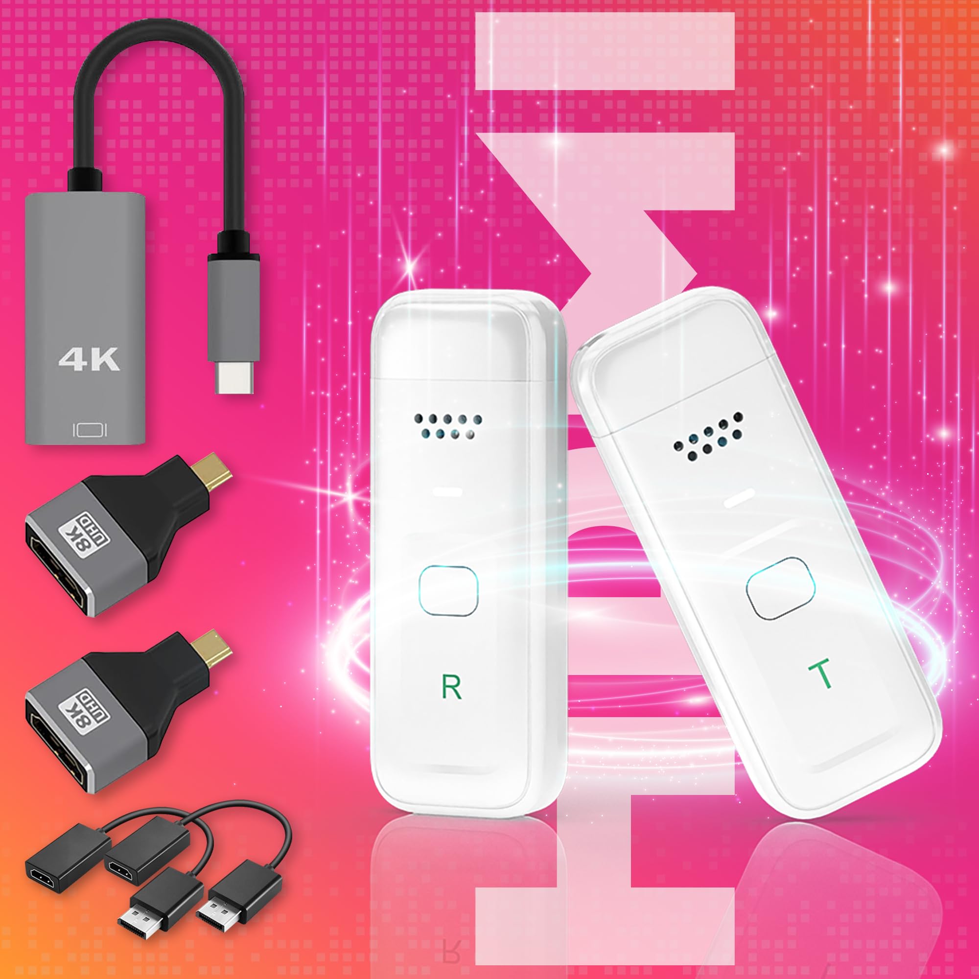 HDMI Inalámbrico Transmisor y Receptor, HDMI Wireless para Transmitir Vídeo y Audio en PC/Portátil a Monitor/TV Box/Proyector, transmisión inalámbrica 2,4G/5G, Plug & Play