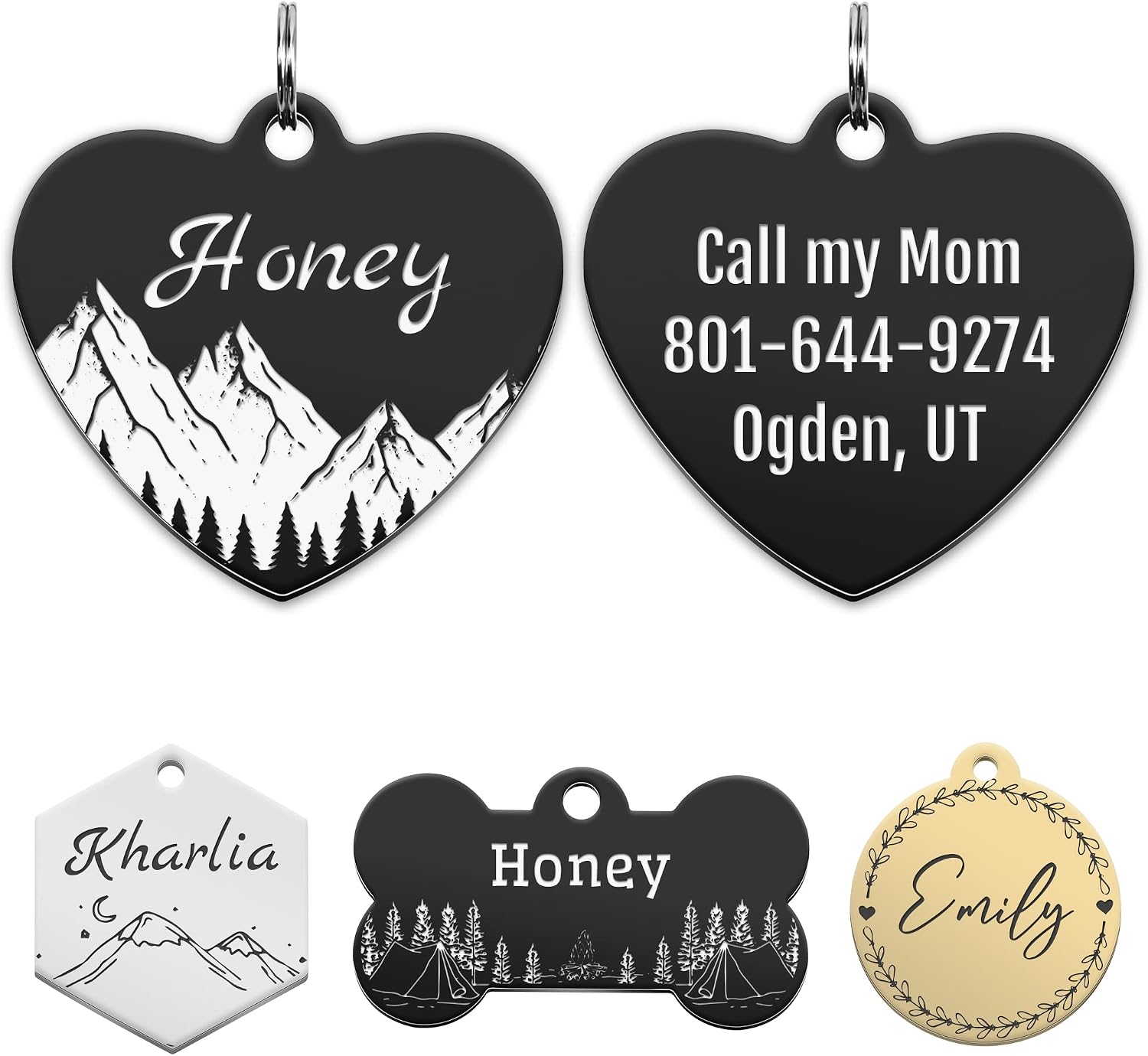 Natiform Personalized Pet ID Tags, Adventure Pet Tags, Stainless Steel Dog tag with Double-Sided Engraving, Cat & Dog Collar Charm…