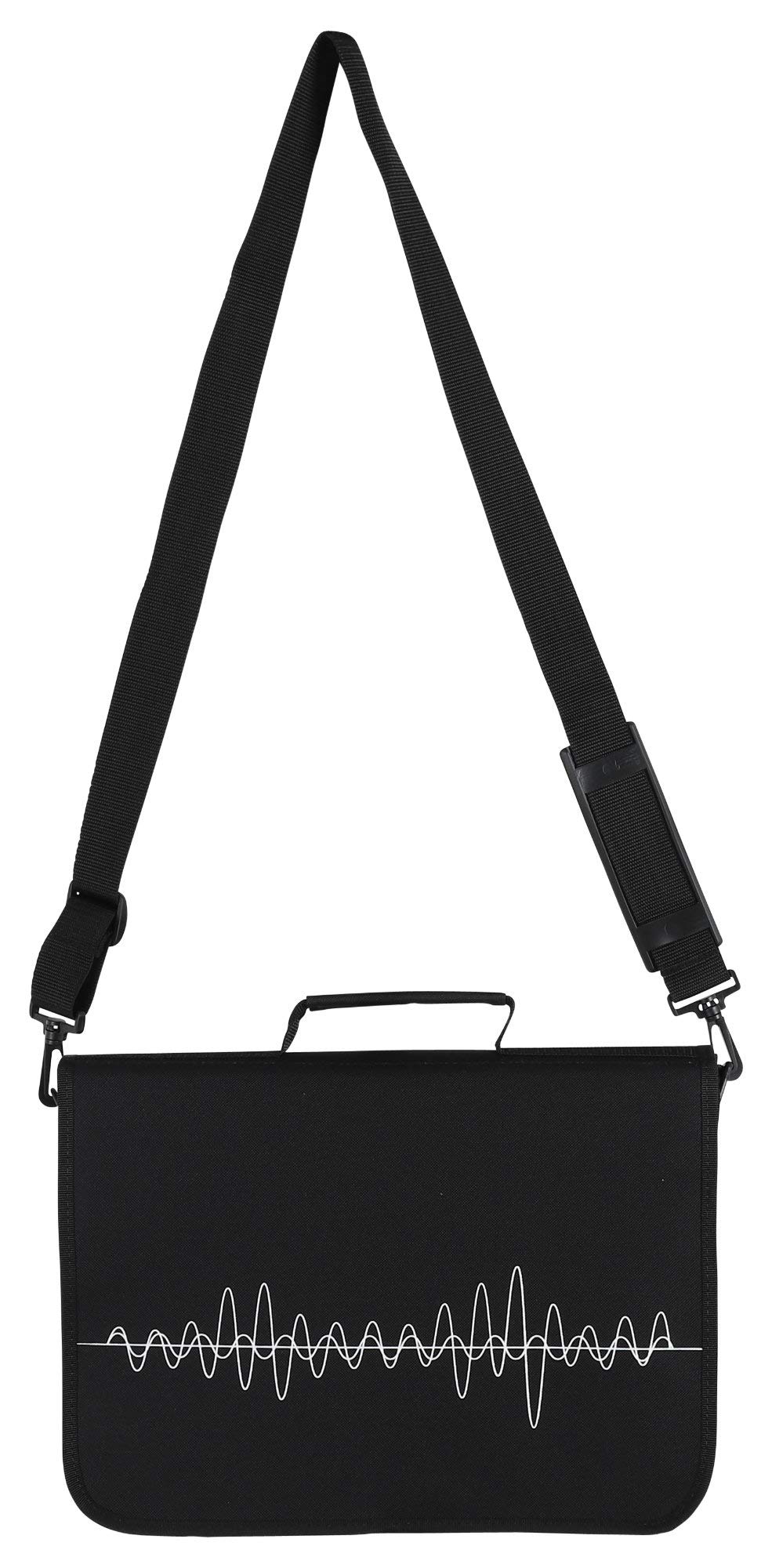 Classic Cantabile Borsa Portaspartiti - Borsa per Lezioni di Musica e Educazione Musicale Precoce - Per Spartiti Formato DIN e US - Tracolla - Tasche Interne per Accessori - Design Musicale - Nero