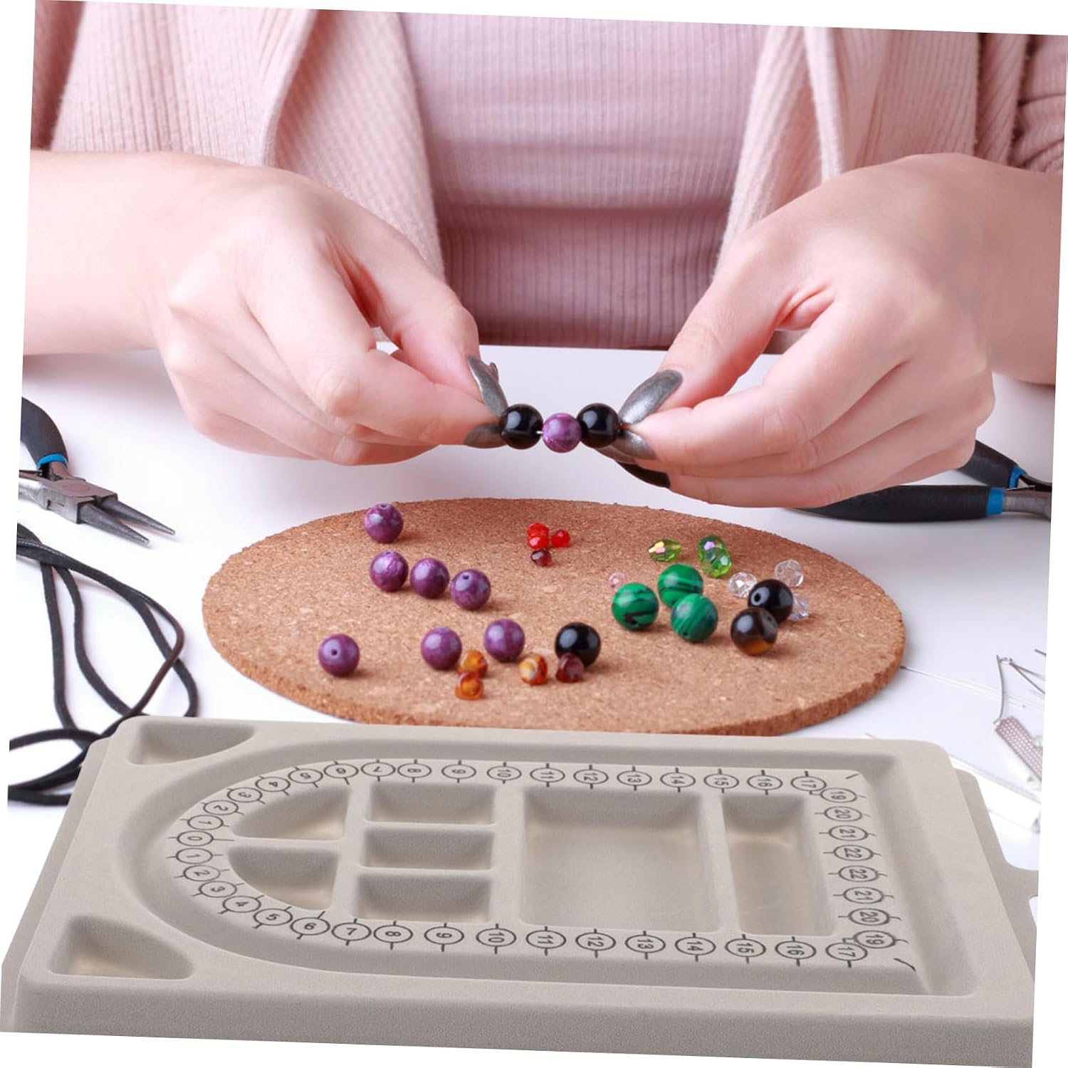 Bead Jewelry Board for Bracelet DIY Design Plastic Flocking Tray