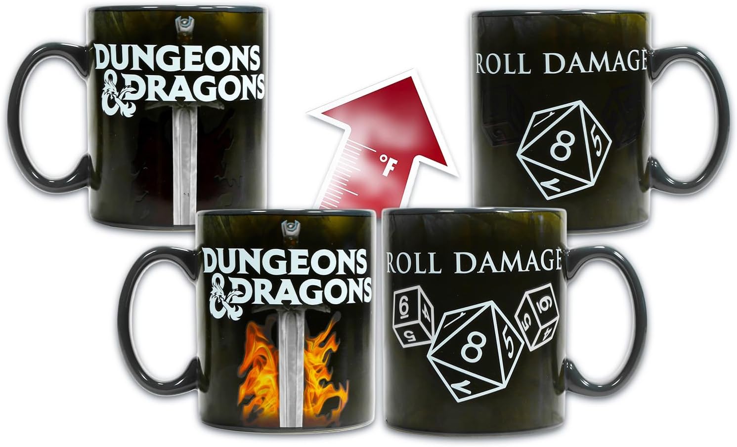 Dungeons & Dragons Mug Set - Bundle of D&D Heat Changing Coffee Cup Plus Stickers for Kids, Teens, Adults | 16 Oz Mug Gift Set for Men, Women