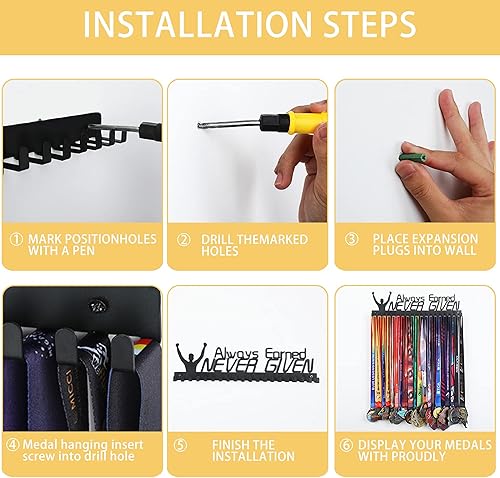 Vista 18 de Goutoports Soporte de exhibición para medallas, She Believed She Could She Did, colgador de pared personalizado para corredor de carreras 06 Gimnasia