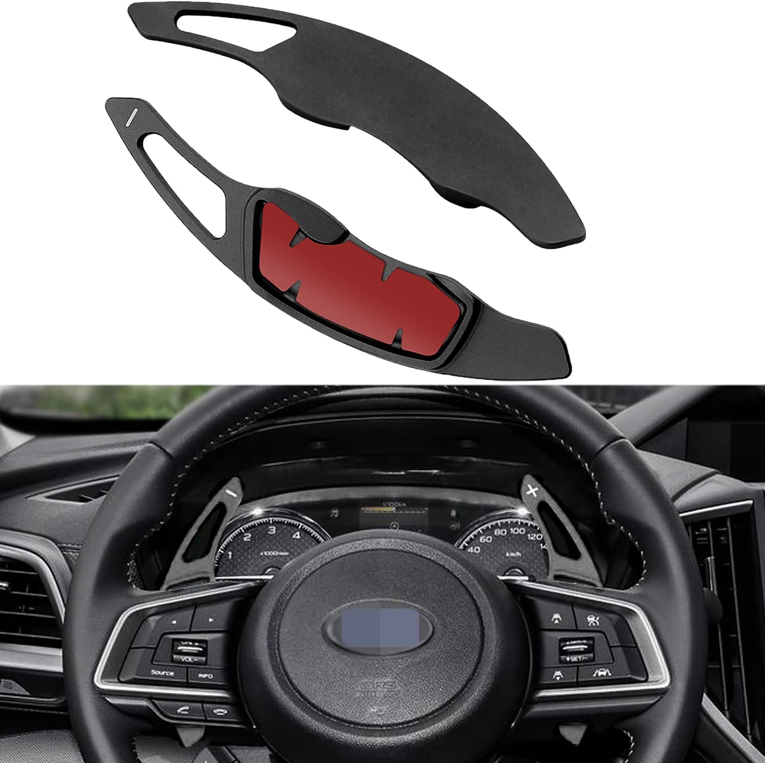 MOEBULB Aluminum Steering Wheel Paddle Shift Extension Cover Compatible with Subaru Forester Outback XV Crosstrek BRZ Impreza WRX Legacy 2pcs - Black, Black