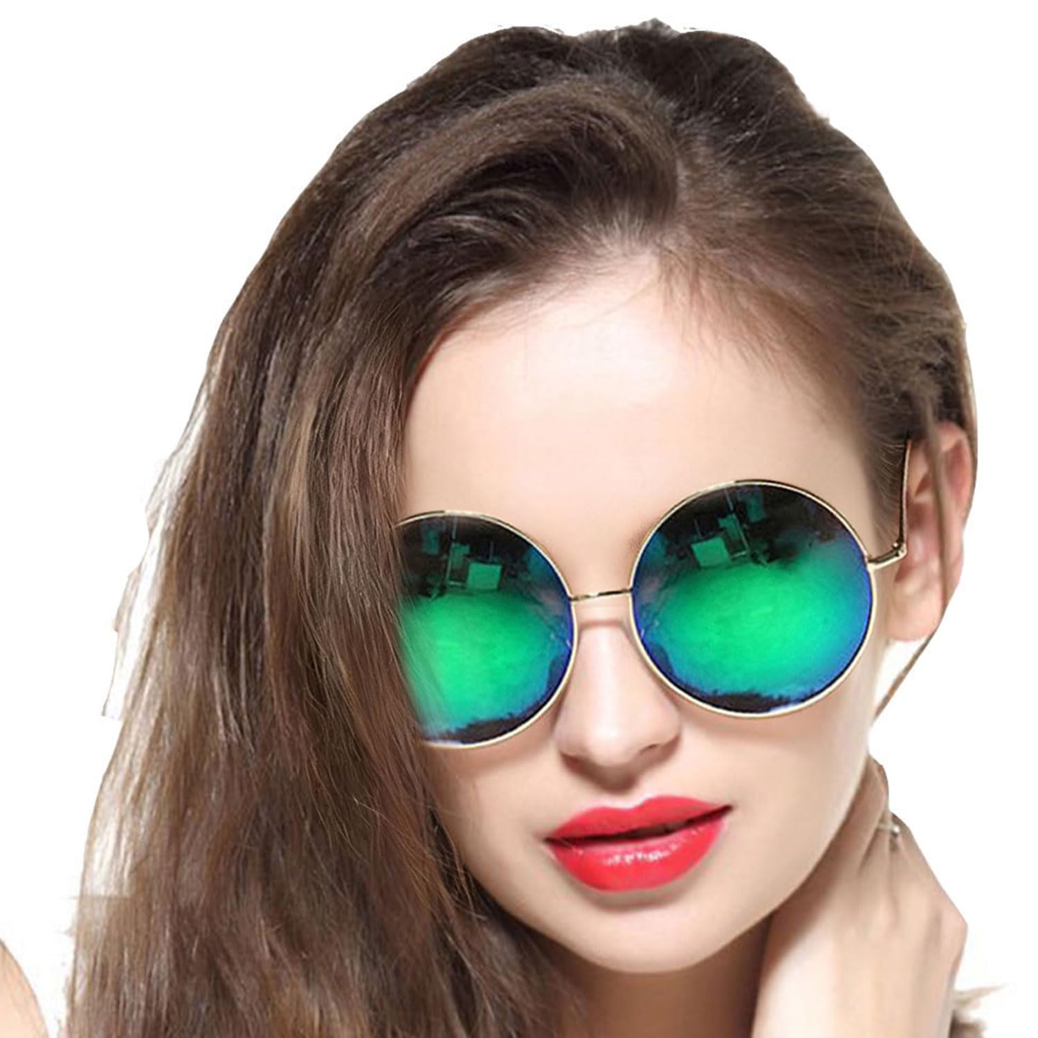 Round Sunglasses For Women Men Classic Oversized Circle  display picture 2