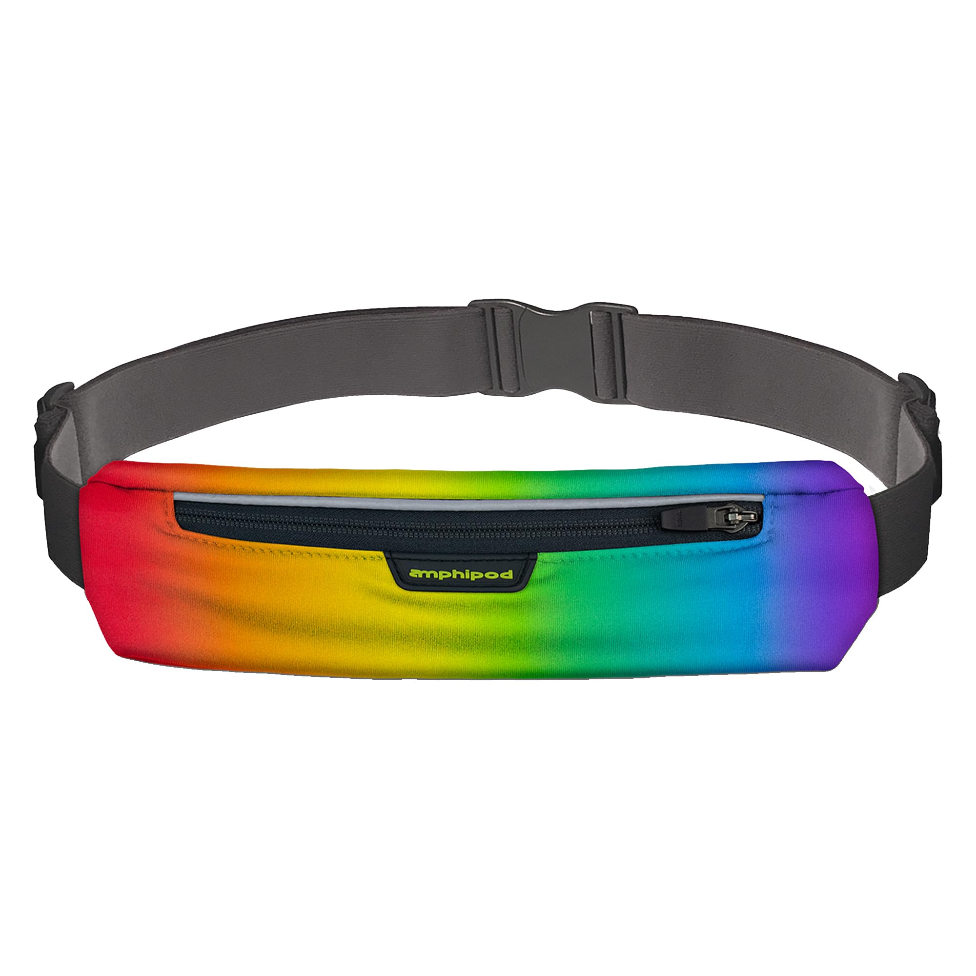 Amphipod MicroStretch Luxe Belt, Expandable, Secure Storage Solution for Road Running, Jogging & Training - Rainbow Ombre - XL