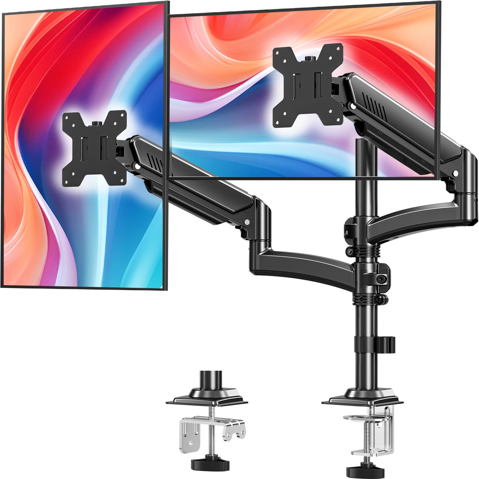 Dual Monitor Stand for Desk, Taller Monitor Arms for 2 Screens up to 32 inch, Ergonomic Adjustable Full Motion Double Computer Monitor Mount, Holds