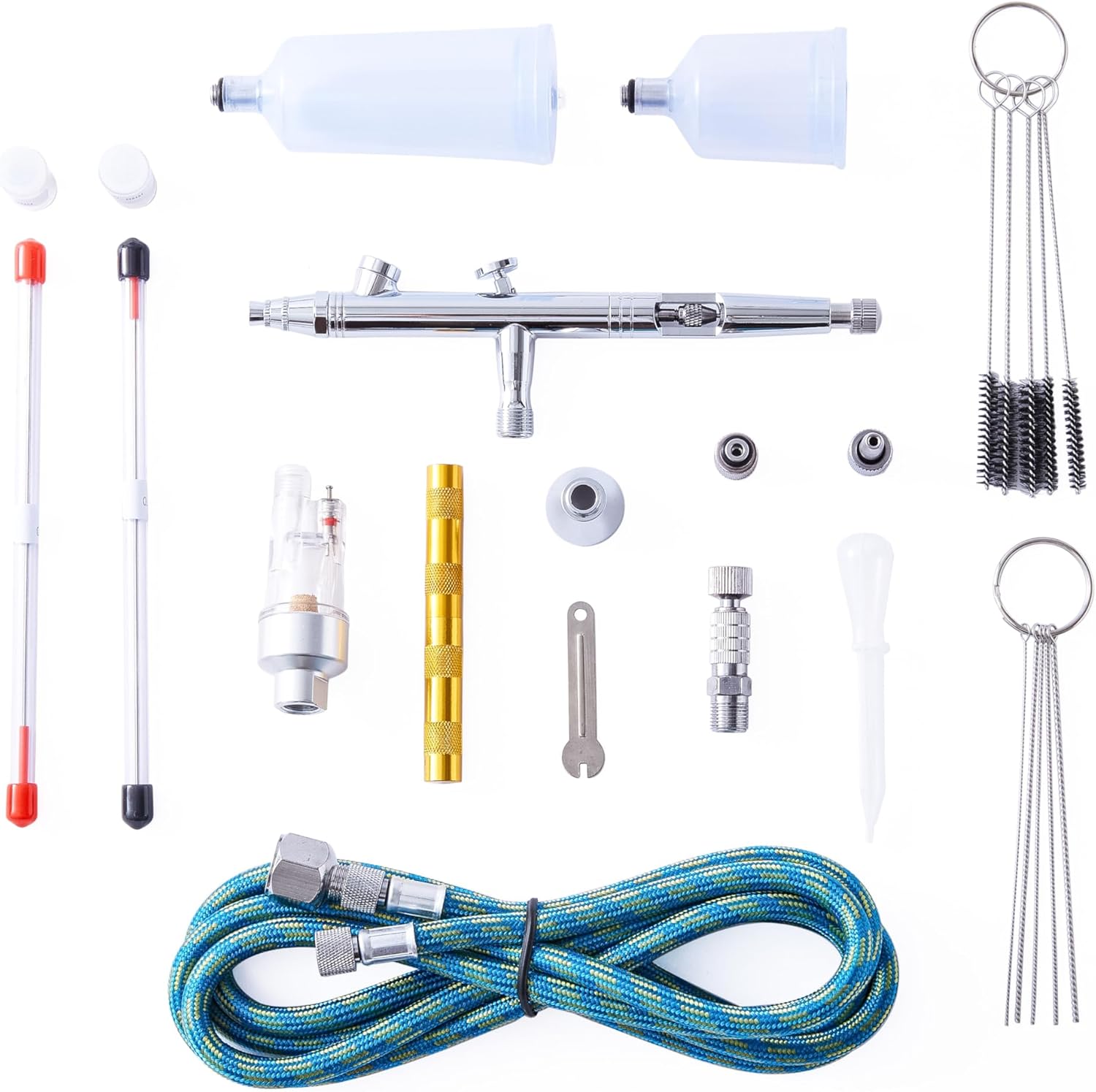KOZY ART Airbrush Kit – Dual-Action Gravity Feed Airbrush Gun with 0.3/0.5/0.8mm Nozzles, 1/4oz & 20/40ml Cups – for Model Painting, Nail Art, Makeup, Cake Decorating