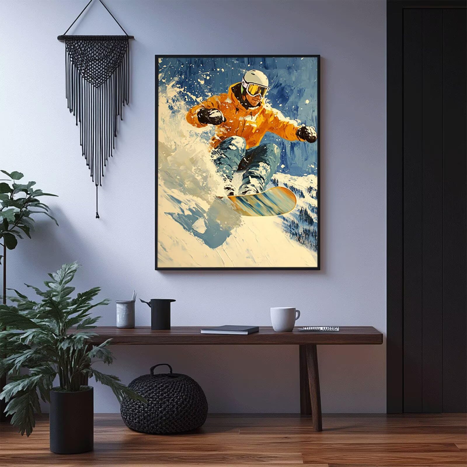 5D "zrób to sam" diamentowy obraz, narty, malowanie diamentami, malowanie według liczb, 135 x 100 cm ZXSH5820 | Diamentowe Pełne pokrycie Mężczyzna Płótno do malowania, Kreatywna Dekoracja Salon Biuro Pulpit Prezenty dla Kobiet Mężczyzn
