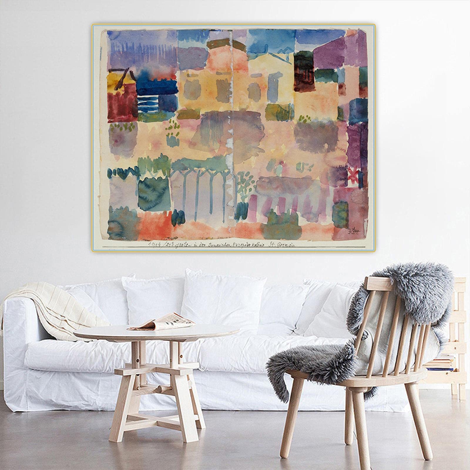 Quadro Su Tela Paul Klee - Giardini In Saint Germain, 140x100 Cm, Telaio In Legno - Pronto Da Appendere