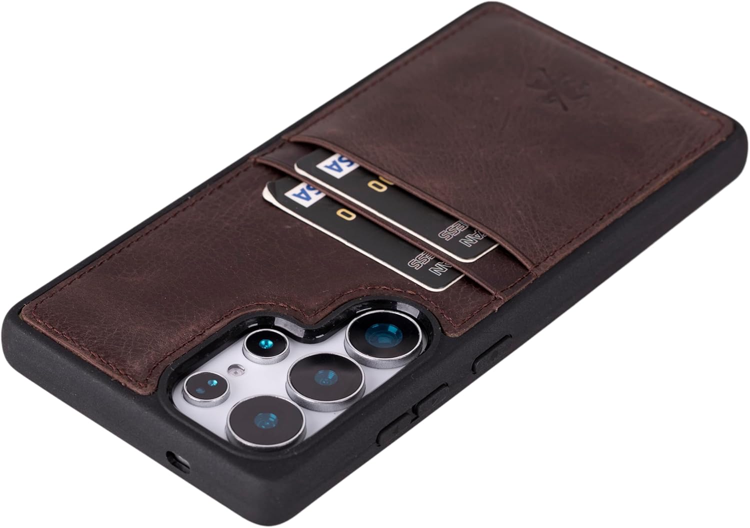 Venito Capri Premium Leather Case with Card Holder for Samsung Galaxy S25 Ultra, Full Grain Leather, Camera Cover, Drop/Impact Protection, RFID Blocking, Slim Case 6.9” Coffee Brown