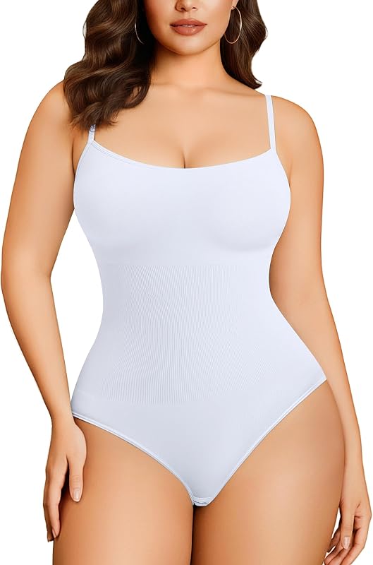 Irisnaya Body de talla grande Fajas Control de barriga Traje de cuerpo curvo Mujer | Faja moldeadora con tirantes ajustables y cierre de fuelle para facilitar su uso. La tela elástica ofrece un ligero suavizado, 0XL-4XL.