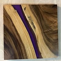 Vista 46 de Mesa de epoxi transparente, mesa de sofá con forma cuadrada, mesa auxiliar de resina de madera, mesa de centro de madera con borde natural para sala