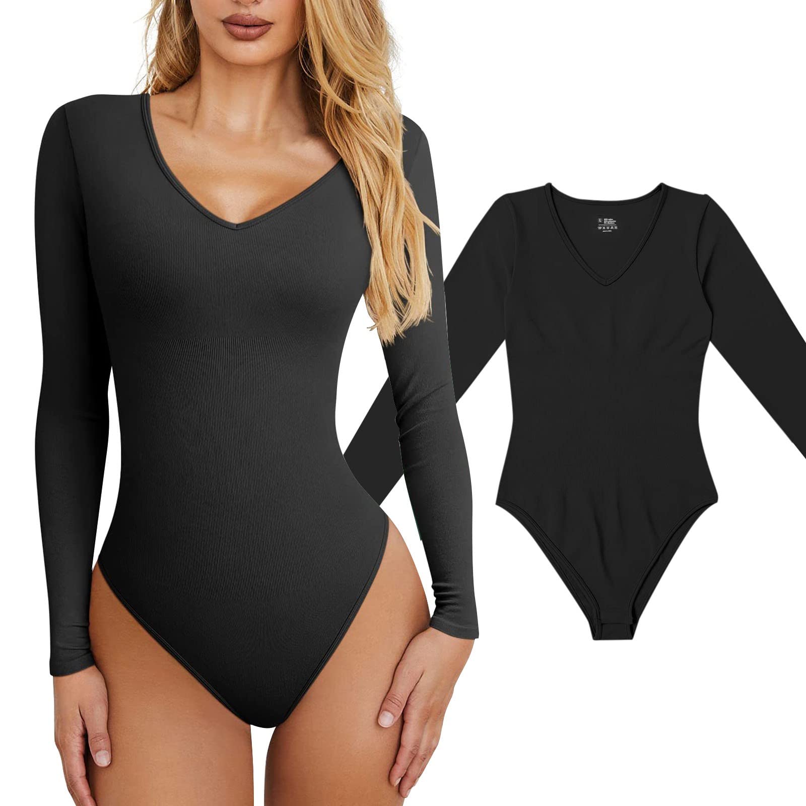Body Shaper Damen Shapewear Miederbody Butt Lifting Bodysuit formend Langarm Weich Bauchweg Vielseitig Atmungsaktiv Komfortabel Slimming Figurformend
