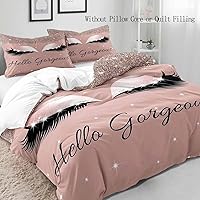 Vista 3 de LUVIVIHOME Funda de edredón de 3 piezas, funda de edredón King, ropa de cama rosa, ropa de cama para niñas, color oro rosa con purpurina brillante