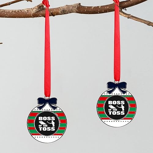 Miniatura 5 de Boss of The Toss - Adornos de Navidad de cornhole de aleación, colgante de recuerdo para el hogar, vacaciones, decoraciones de Navidad, circulares