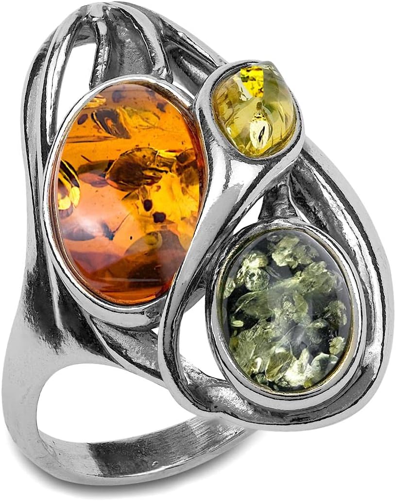 Ian and Valeri Co. Multicolor Amber Sterling Silver Large Ring