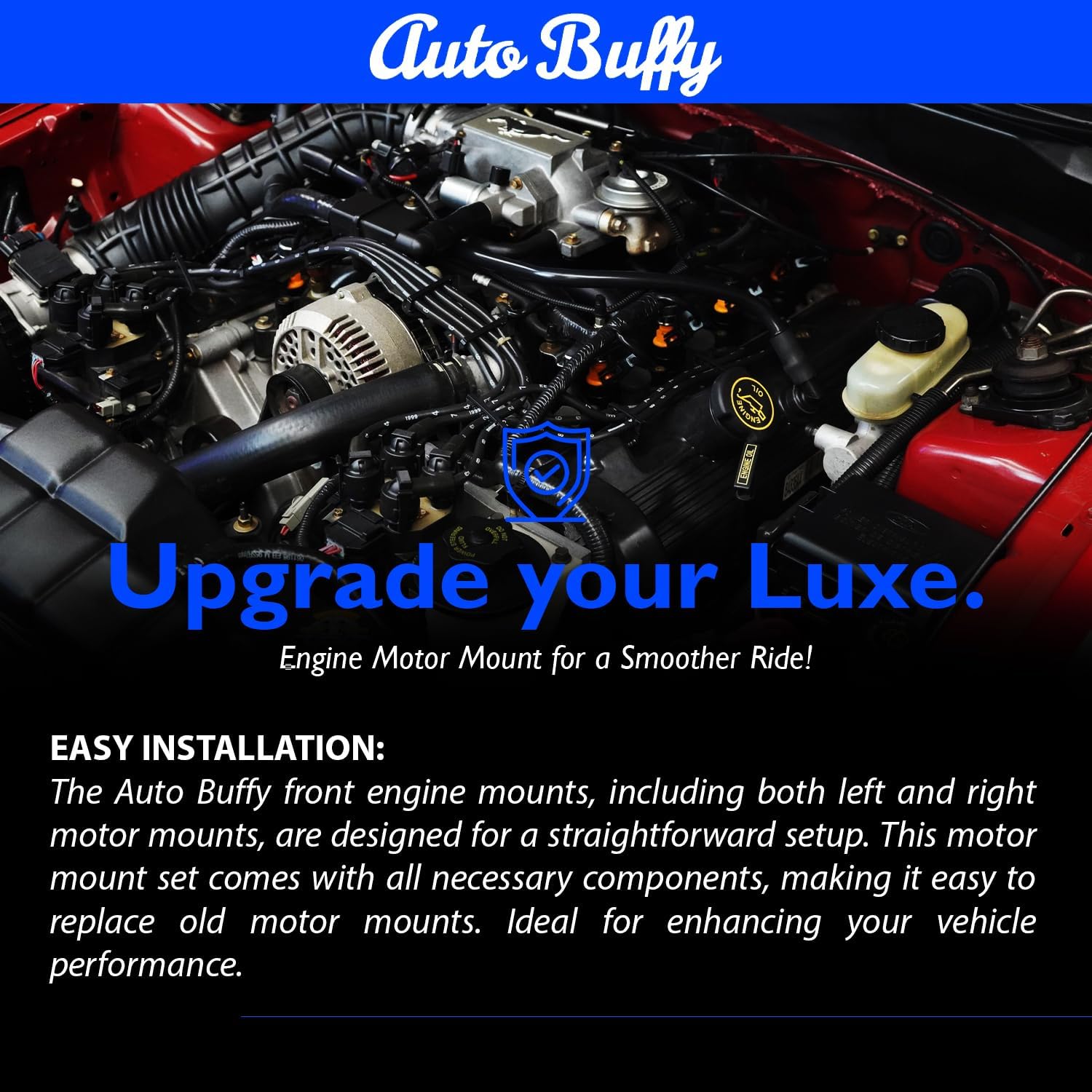 Front Engine Motor Mount Set 2PC (Left & Right) Fits for Ford Mustang 4.6L (1996-2004) - Perfect Replacement for 3001 A3001, 3002 A3002 - Boost Engine Performance