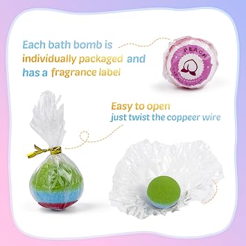 12Pcs Bubble Bath Bombs with Glow in The Dark Surprise Toy Inside for Kids