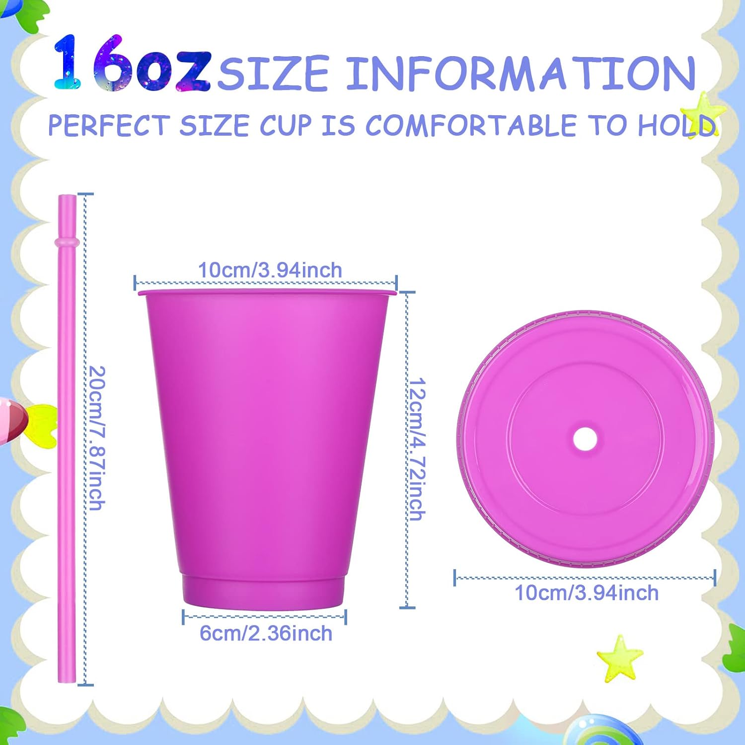 Sieral Cups with Straws and Lids Kids Tumbler with Straw Reusable Water Bottle Iced Coffee Travel Mug Adults Plastic Cups for Parties 16 oz(Fresh Colors,15 Pack) - Image 4