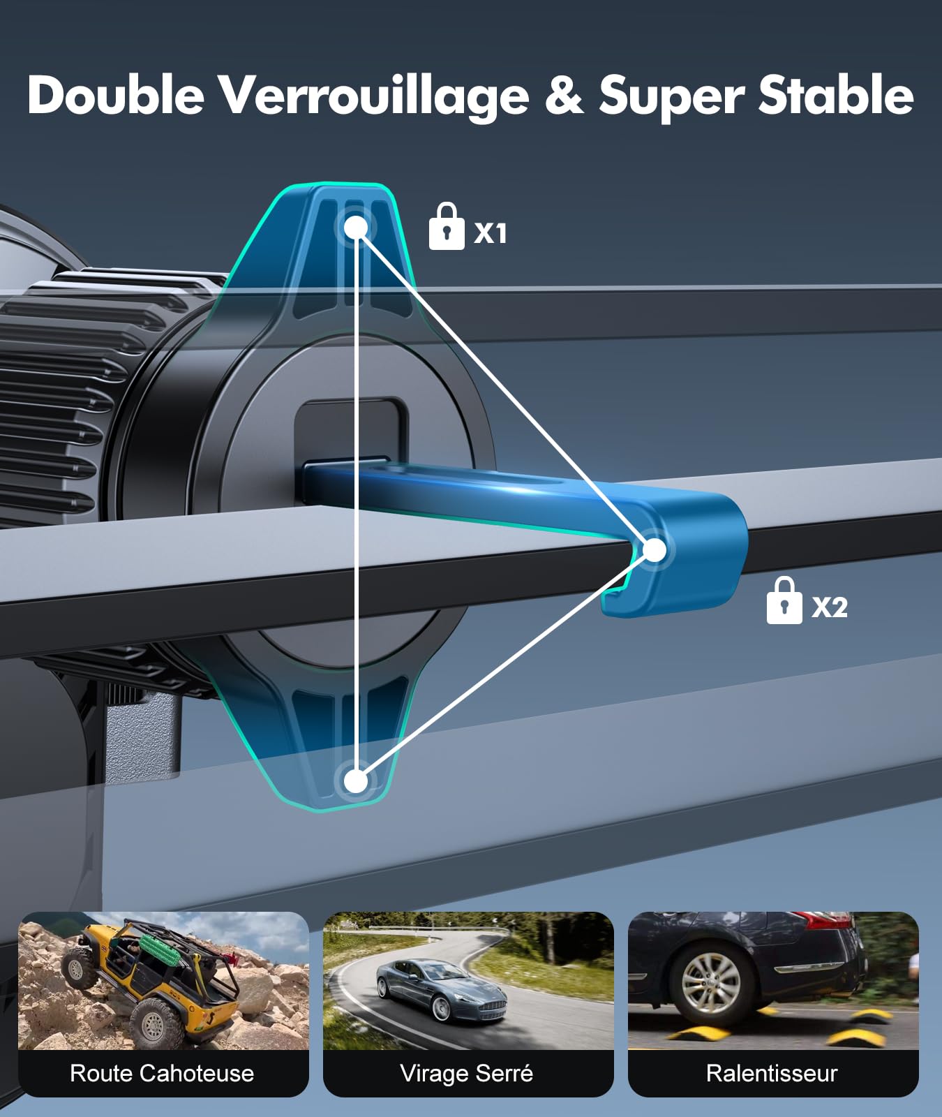 EOIWUY Support Telephone Voiture Induction, 15W Chargeur Induction Voiture Rapide sans Fil 【Serrage Automatique & Rotation 360°】 Compatible avec iPhone 17 Pro Max 16/15/14/13, Galaxy S24/S23/S22, etc