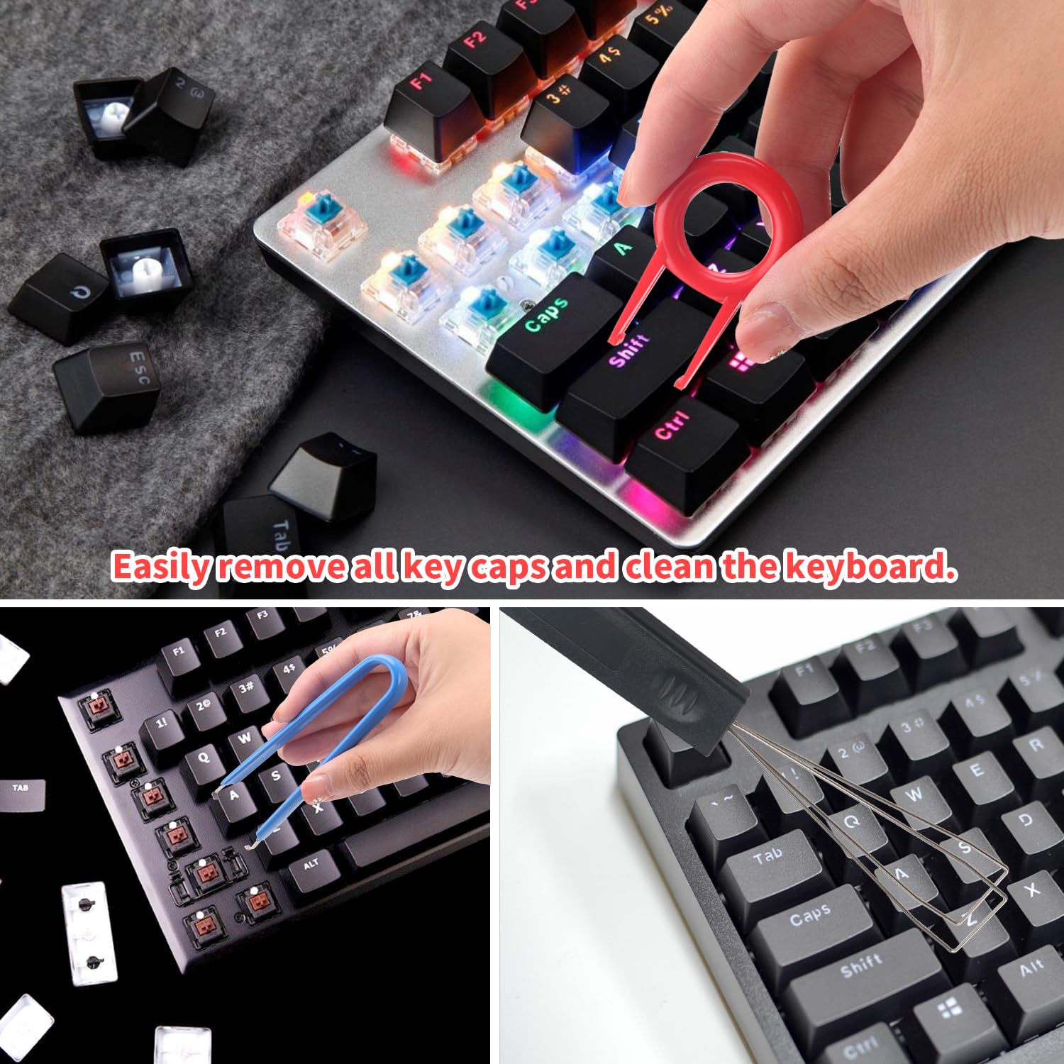 Kit Pulizia Tastiera 8 Pezzi - Estrattore Tasti, Pinzette E Spazzole Per PC E Elettronica