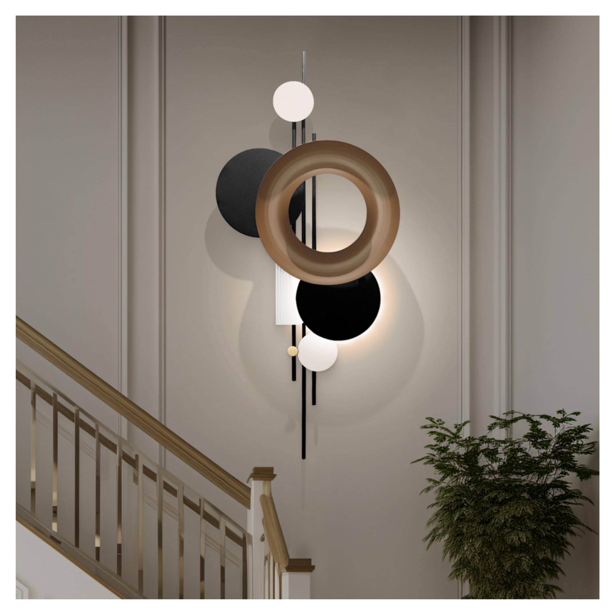 Photo 1 of ****LIGHTS NON-FUNCTIONAL**** HEBOIX Large 3D Wall Art with Led Lights Luminescence?Metal Wall Art Decor?Modern Metal Wall Arts for Living Room/Dining Room/Corridor/Entrance Wall(17''Lx41''W-Light)