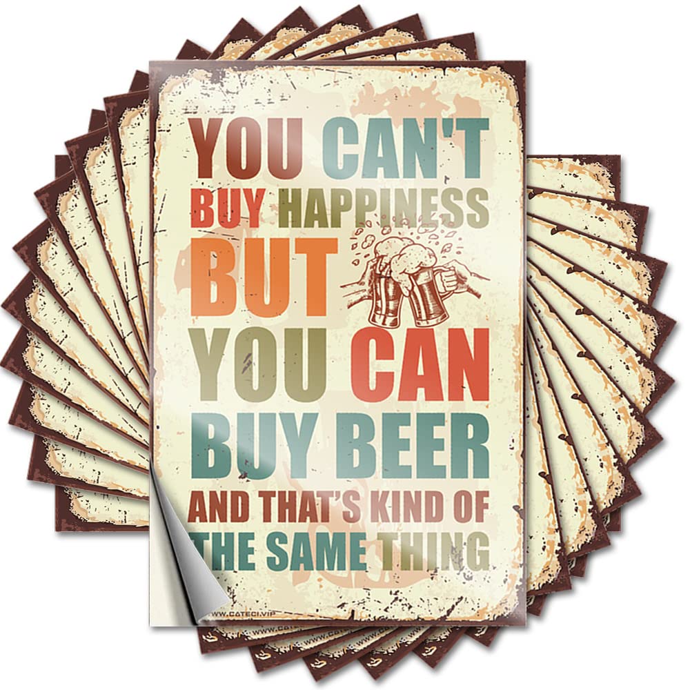 Funny Sticker Small Custom Stickers, Nice Waterproof You Can't Buy Happiness But You Can Buy Beer for Hydro Flask | Vintage Vinyl Decals for Truck Holiday Gift(12X18CM)