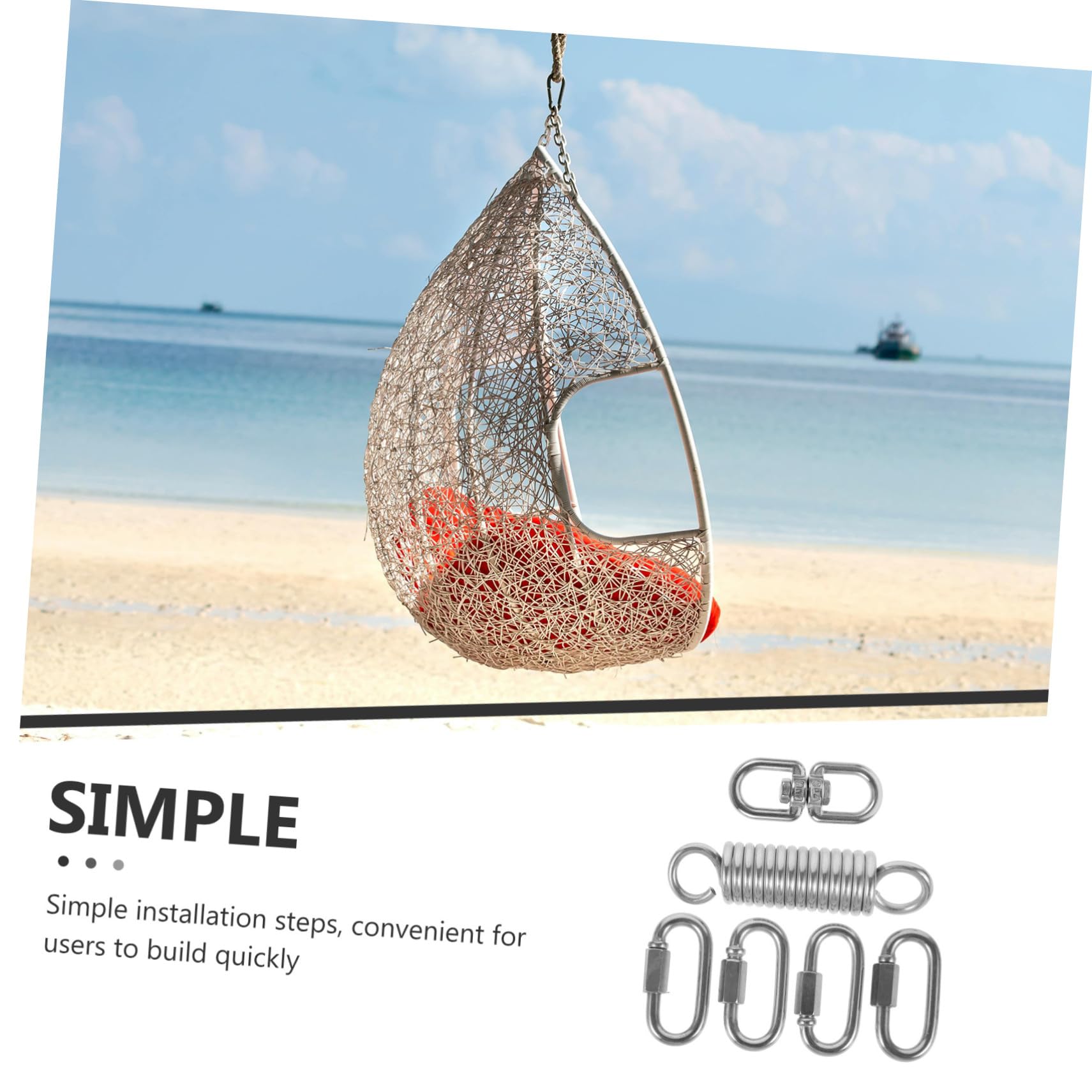Kit de Resortes para Columpio de Porche Juego de Muelles Metálicos Resistentes para Hamacas y Sillas Colgantes Accesorio Pesado para Fijación Segura Exteriores