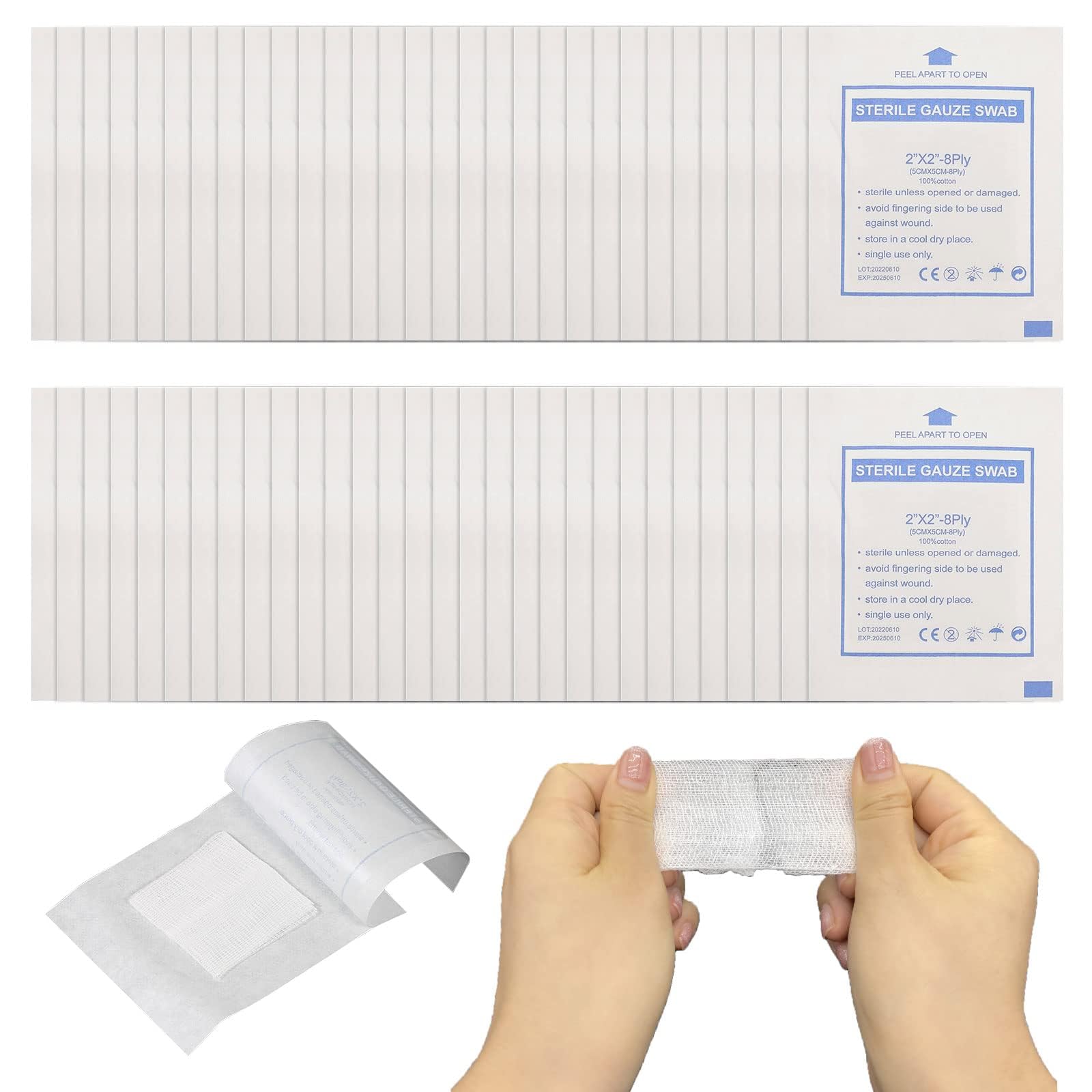 NALACAL 60-Piece Sterile Gauze Swabs Pack: Non-Stick Cotton Dressing Pads for Wound Care and Skin Health - Essential First Aid Supplies for Medical and Home Use