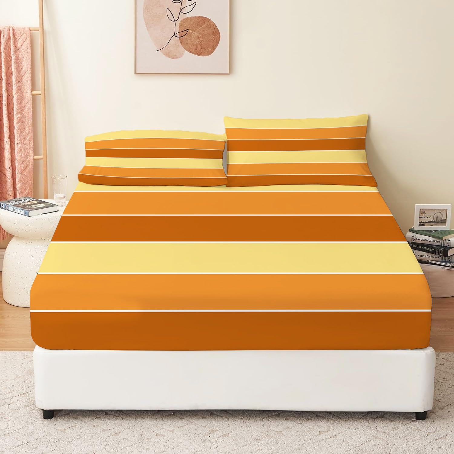 Kinder Spannbettlaken 160x200cm Streifen Mikrofaser Spannbetttuch bis 30cm Matratzenhöhe Weiche Matratzenauflage, Hypoallergen Fade & Wrinkle Resistant
