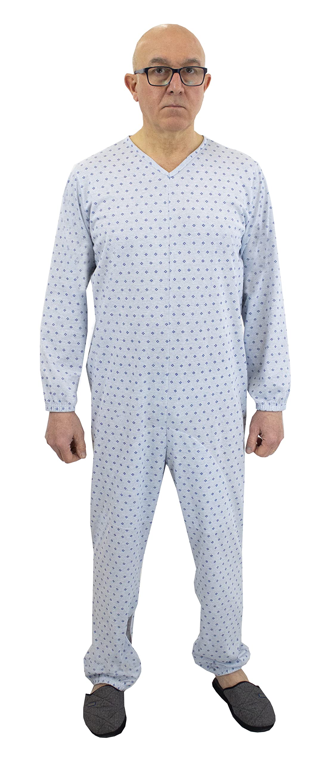 FERRUCCI COMFORT Pijama de Tutón Sanitario Simplicidad Manga Larga 3 Cremalleras/Cremallera Detrás de la Espalda e Interior Pierna Verano