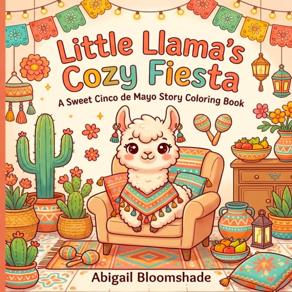Little Llama’s Cozy Fiesta: A Sweet Cinco de Mayo Story Coloring Book: Adorable Fiesta Fun with Cute Llamas, Mexican Folk Art, Papel Picado, Tasty Treats, and Cozy Cinco de Mayo Scenes for Kids