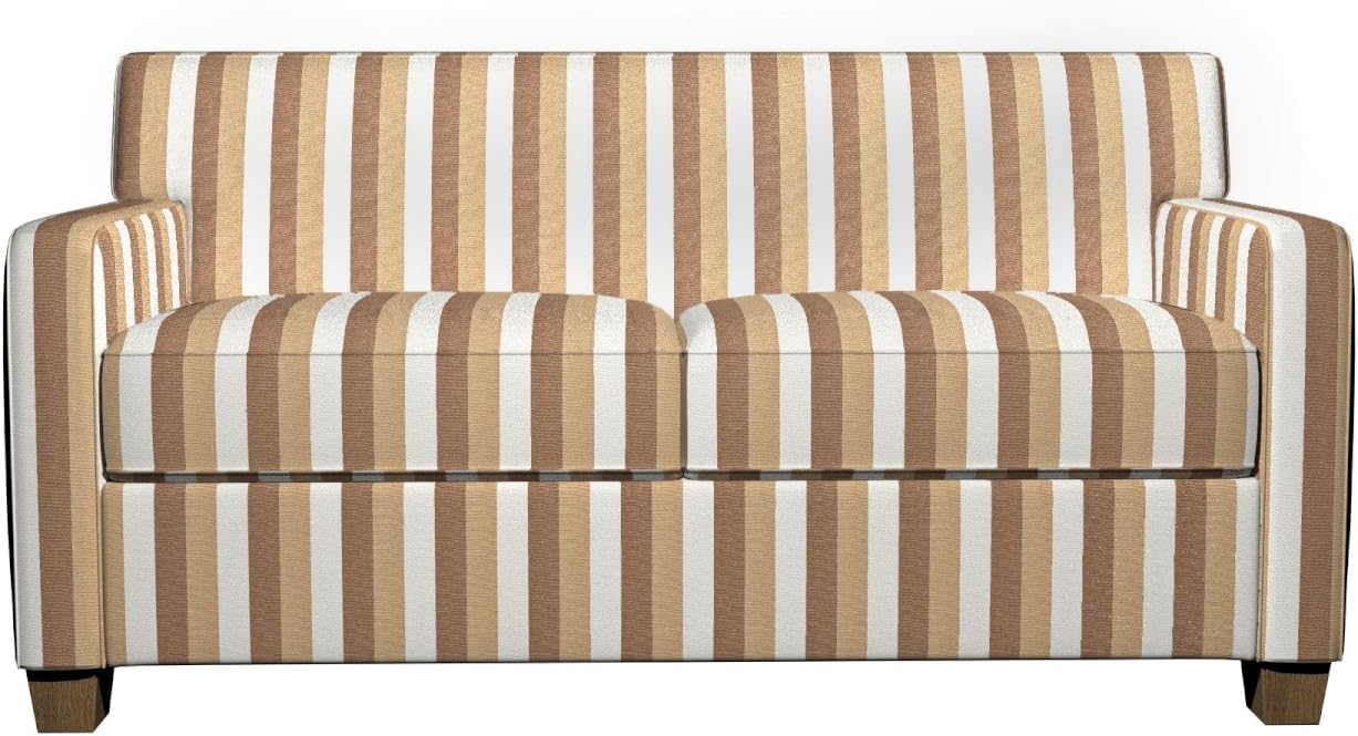 B0110D Beige White and Taupe Thick 3 Color Stripes Silk Satin Look Upholstery Fabric by The Yard- Closeout