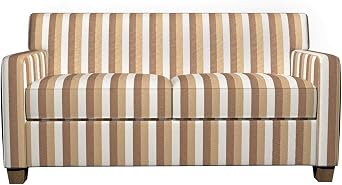 B0110D Beige White and Taupe Thick 3 Color Stripes Silk Satin Look Upholstery Fabric by The Yard- Closeout