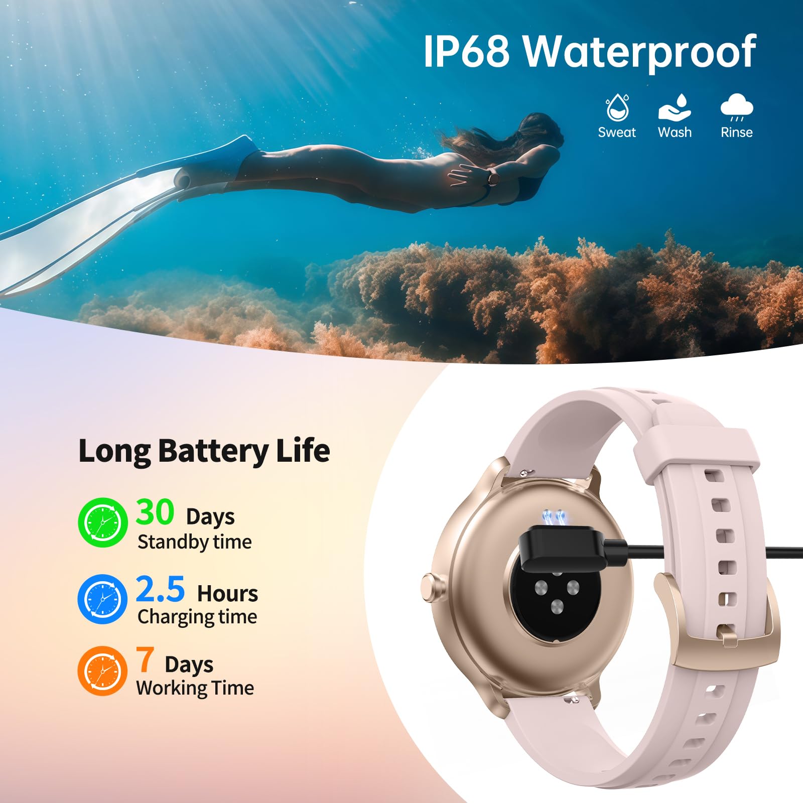 Smart Watch for Men Women(Answer/Make Calls), Smartwatch Built-in AI Voice, 1.27" HD Fitness Tracker with Heart Rate/Sleep/Step/SpO2 Monitor, 100+ Sports Modes, IP68 Waterproof Watch for Android iOS