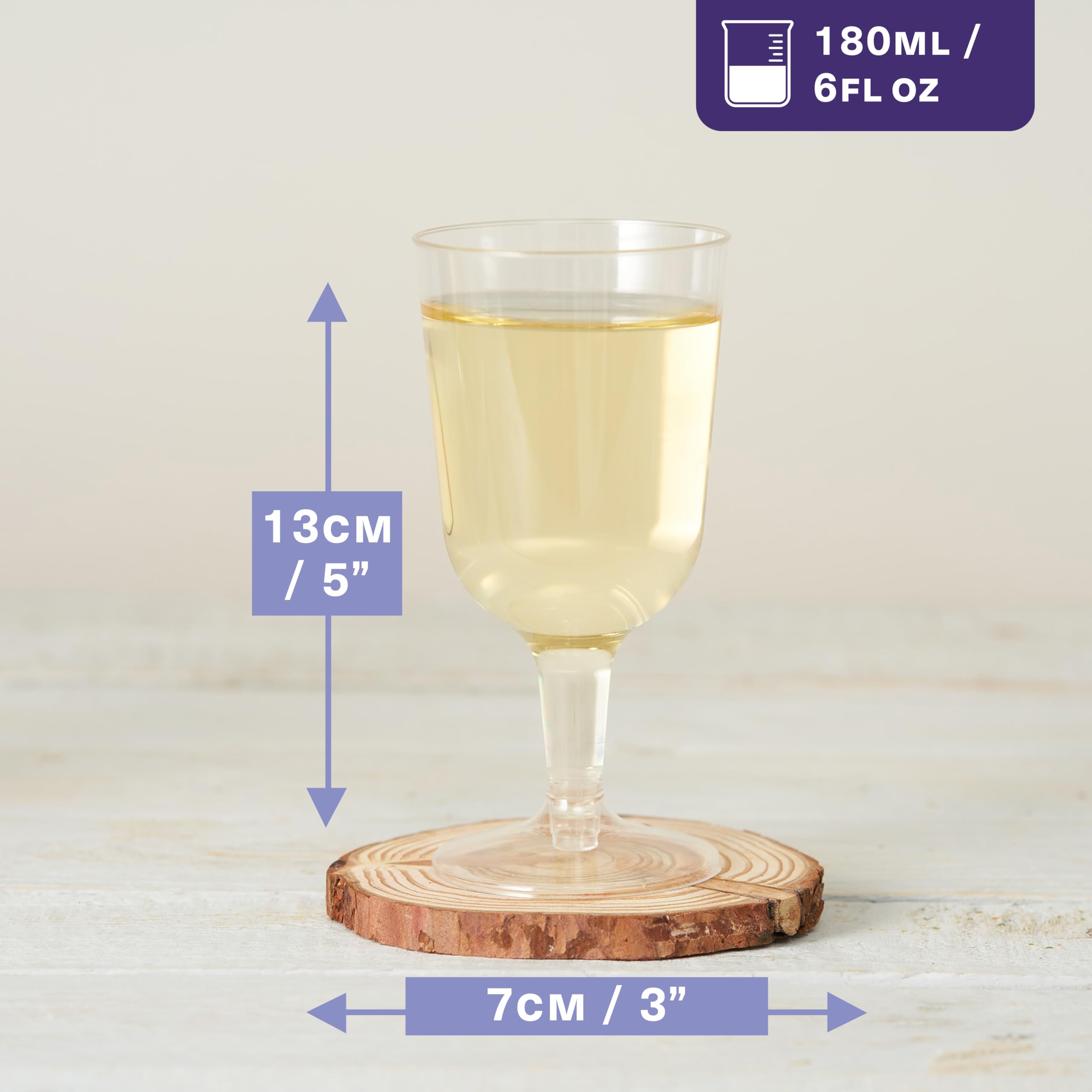 MATANA 96 Verres à Vin en Plastique, Transparent (180ml) - Verres Solides et Réutilisables pour Cocktails, Desserts - Coupes à Vin pour Fêtes, Mariages, Anniversaires, Noël