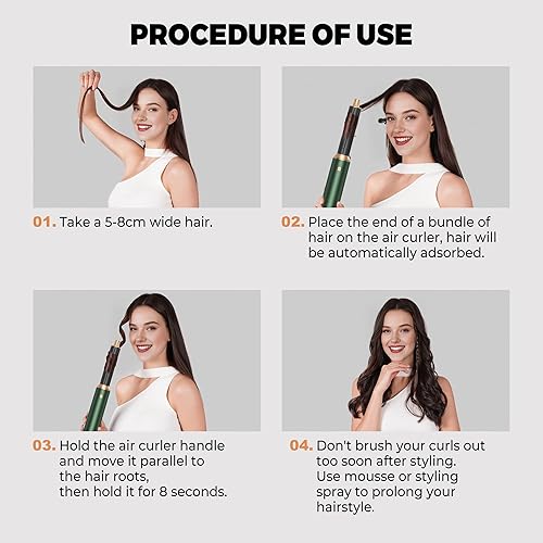 Miniatura 8 de Cepillo secador de pelo 5 en 1, juego de cepillo secador de pelo mejorado con iones negativos, rizador de aire caliente, rizador de rizos,