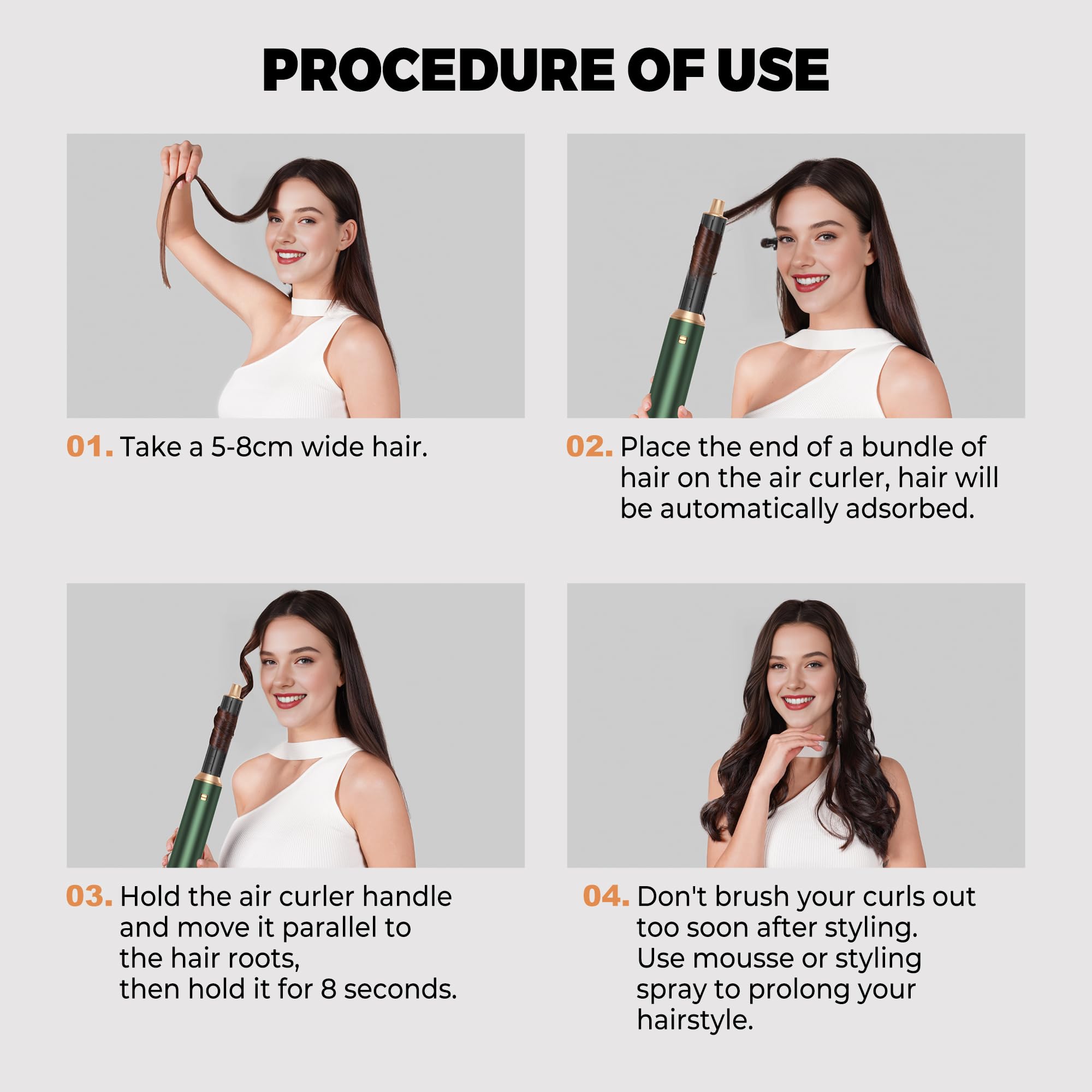 OKWRAP Hair Styler Set Stylingbürsten Hairstyler 5 in 1 Haarstyler, Airstyler Air Curlers Föhn 5 in 1 Mit Rundbürstenföhn Haarstyler Warmluftbürste Föhn Lockenstab Luft Für Glätten, Volumen, Locken