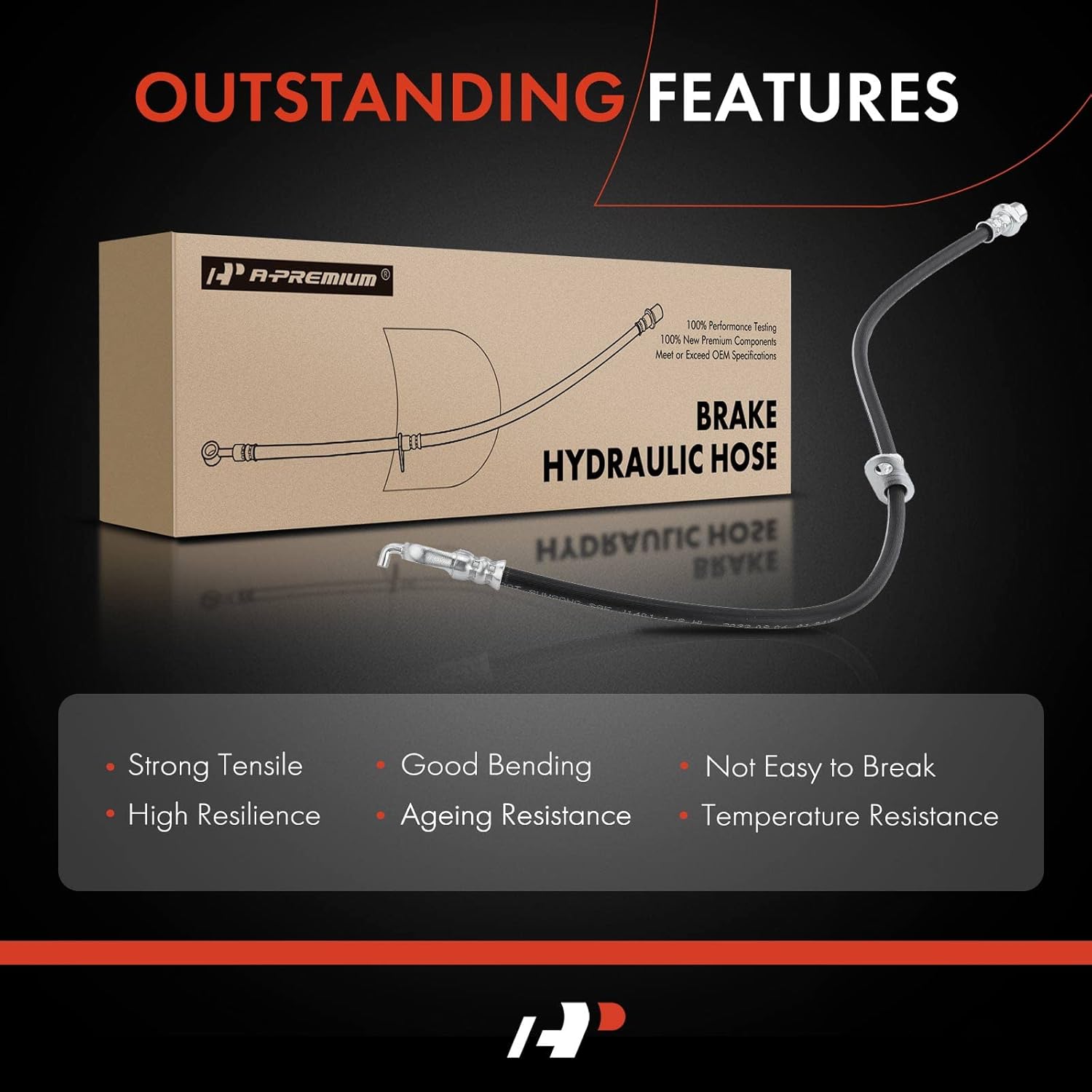 A-Premium Front Passenger Brake Hydraulic Hose Compatible with Select Toyota and Pontiac Models - Corolla 2009-2019, Matrix 2009-2014, Vibe 2009-2010