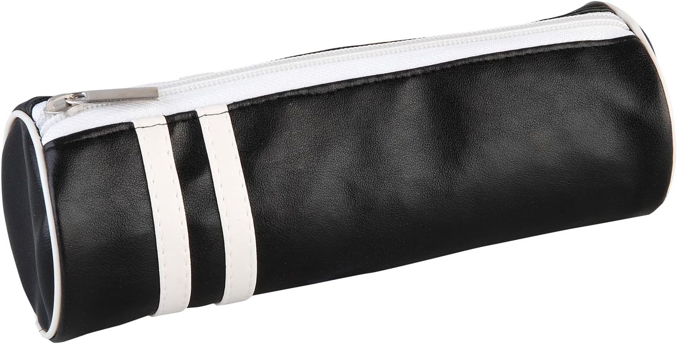 Esposti Double Stripe Cylinder Pencil CaseBlack White Stripe