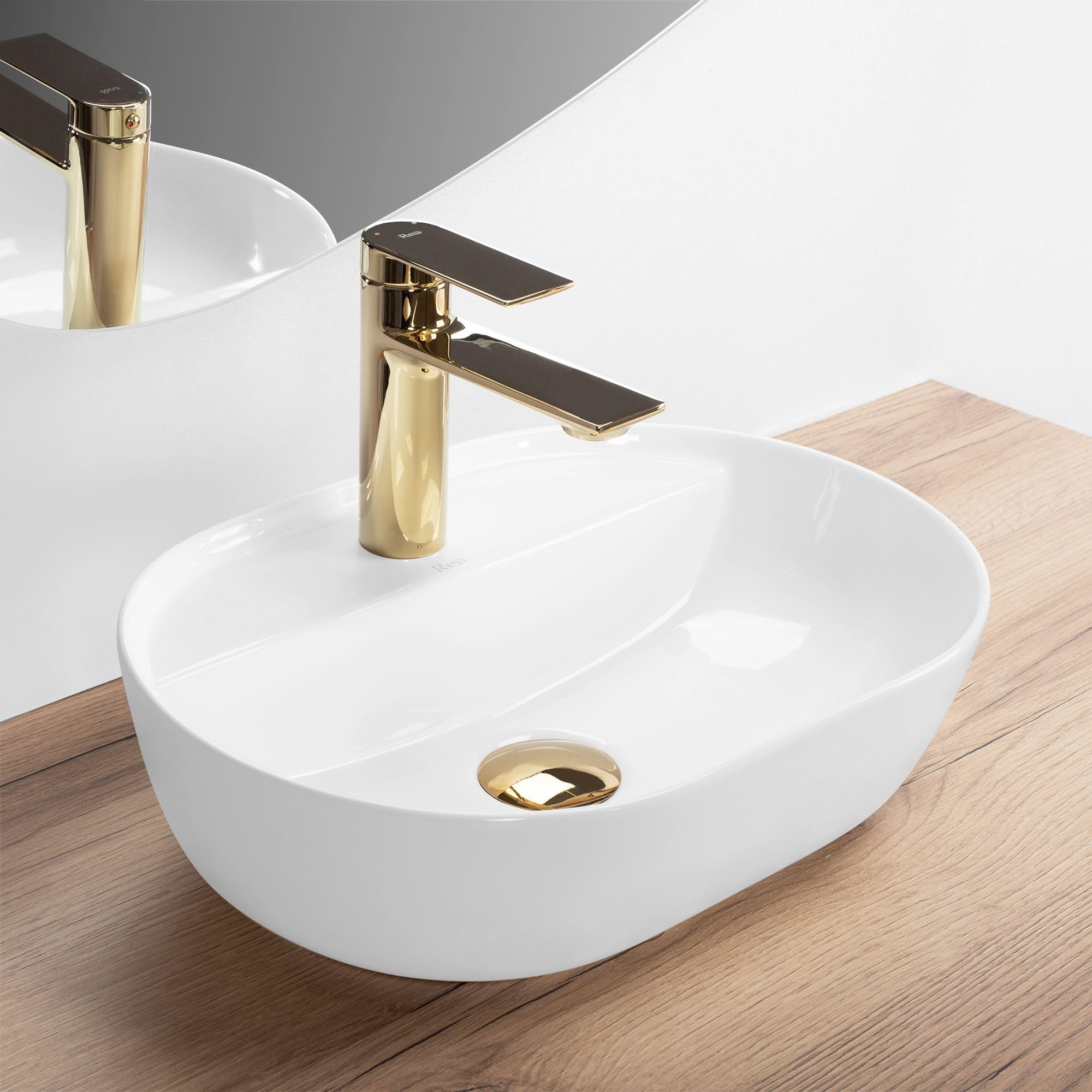 Lavabo Sobre Encimera Rea Aura 42 Blanco