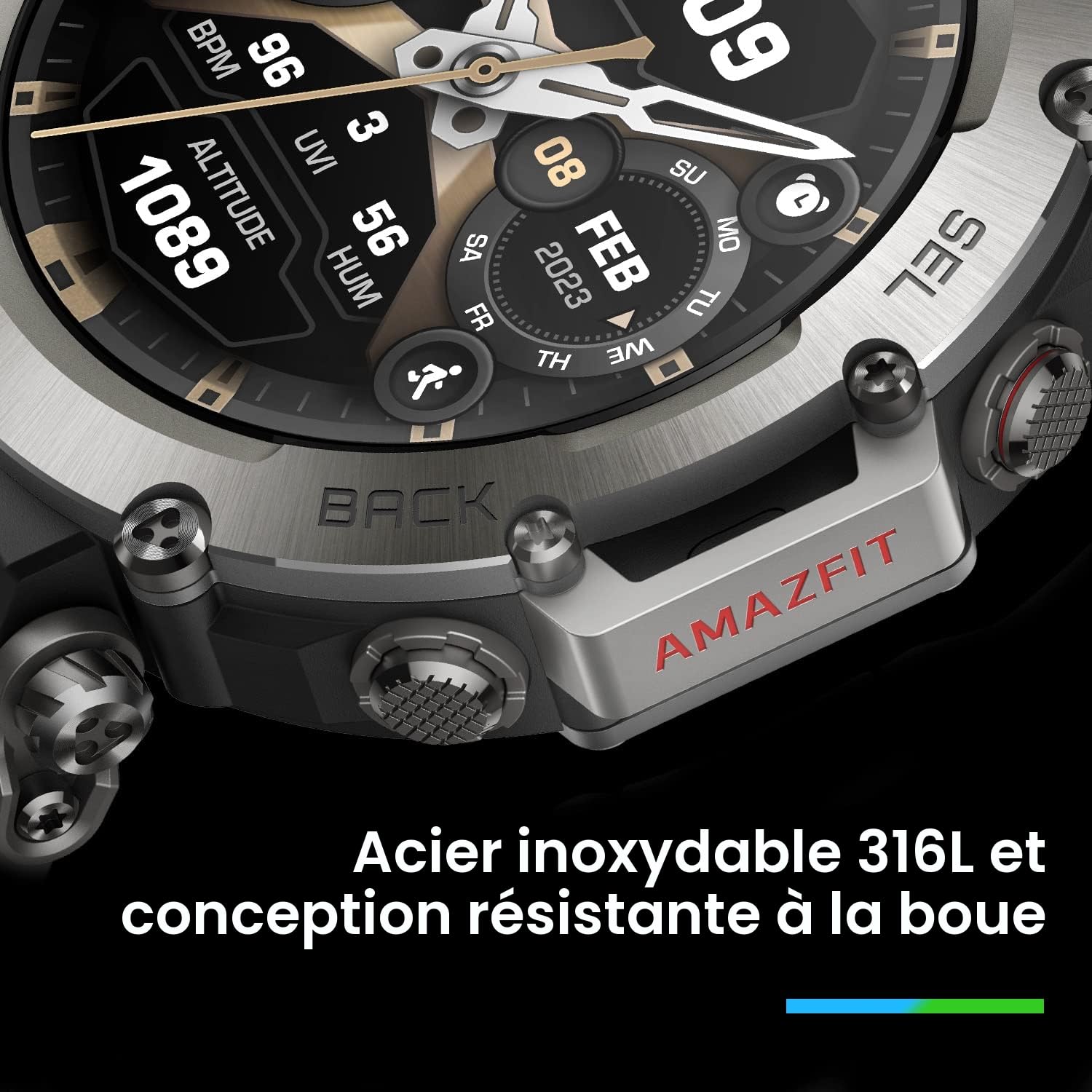 Amazfit T-Rex Ultr, 47 mm, Montre Connectée Homme, Montre GPS Sport de Qualité Militaire, 160+ Modes Sportifs, SpO2, HD AMOLED, 10 ATM, Autonomie de 20 Jours