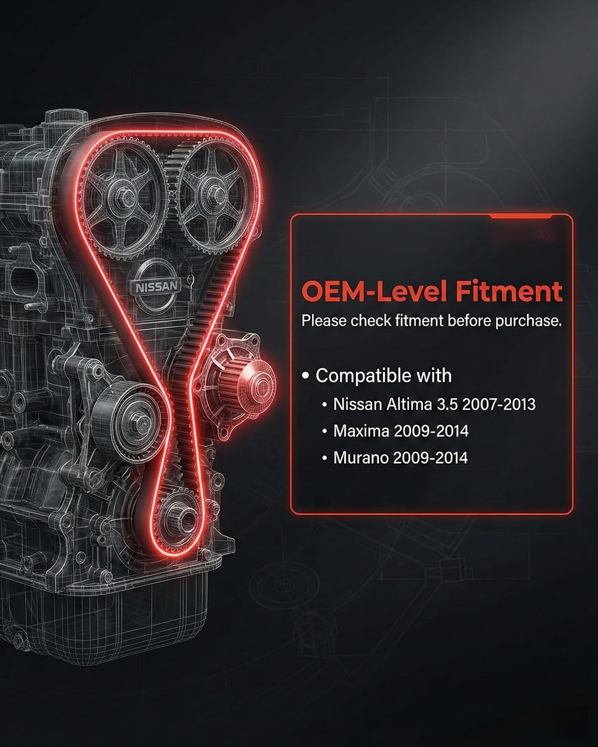 R-GEE Belt Tensioner & Upper + Lower Idler Pulley Set for Nissan Altima, Maxima & Murano 3.5L – Direct Fit Serpentine Drive Replacement Components